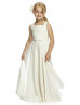 Square Neck Ivory Pleated Chiffon Lace Junior Bridesmaid Dress